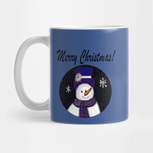 Blue Snowman Merry Christmas Mug